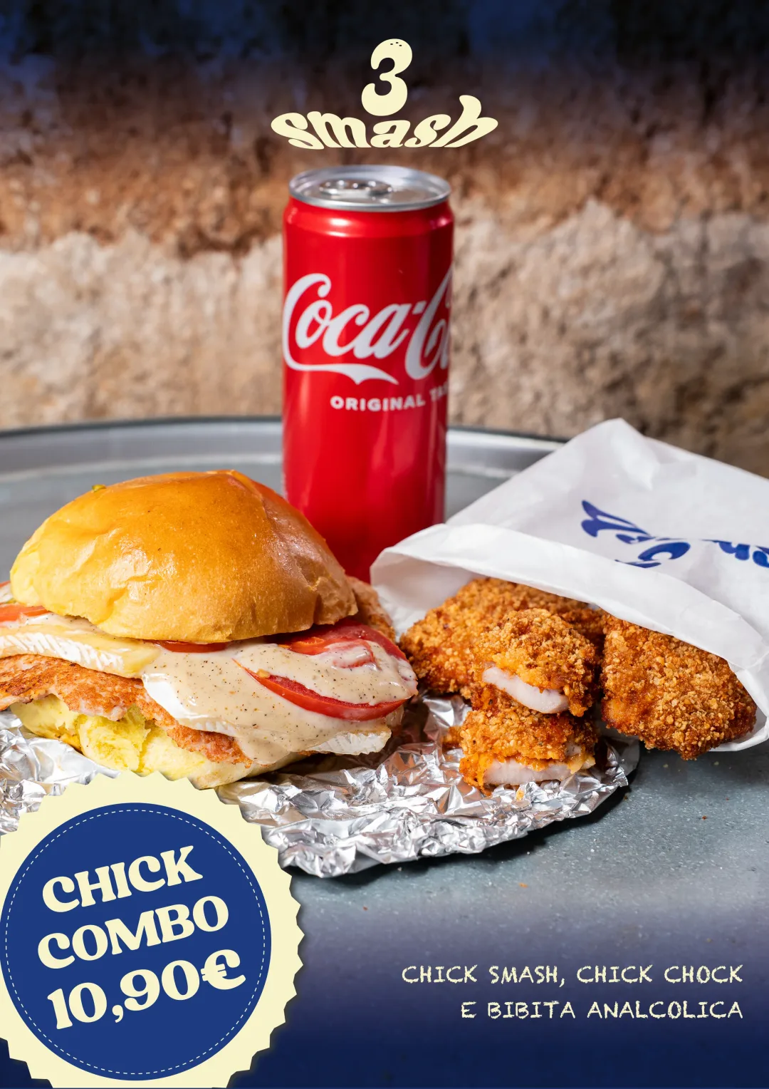 Chick Combo — Chick Smash, Chick Chock e bibita analcolica Chick Combo — Chick Smash, Chick Chock e bibita analcolica